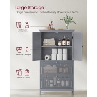 Vasagle Bathroom Floor Storage Cabinet Bathroom Storage Unit Freestanding Cabinet With 2 Drawers And 2 Doors Adjustable Shelf