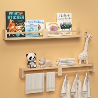 Boswillon 32 Inch Nursery Book Shelves Floating Shelves Set Of 2 Wall Mounted Hanging Shelves For Kids Room Wall White Wall S