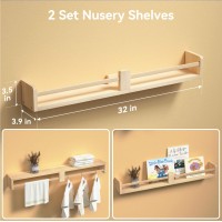 Boswillon 32 Inch Nursery Book Shelves Floating Shelves Set Of 2 Wall Mounted Hanging Shelves For Kids Room Wall White Wall S