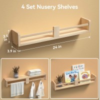 Boswillon 24 Inch Nursery Book Shelves Floating Shelves Set Of 4 Wall Mounted Hanging Shelves For Kids Room Wall White Wall S