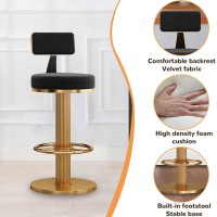 Lsoiup Modern Barstools Set Of 3 Swivel Velvet Bar Stool Counter Height Bar Chairs Adjustable Height For Home Bar Kitchen Island Chair-Black+Gold