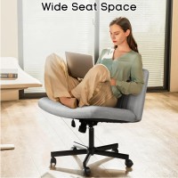 Pukami Criss Cross Chair With Wheels Fabric Padded Armless Cross Legged Office Desk Chair For Home Office Modern Swivel Height A