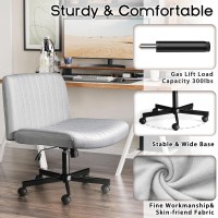 Pukami Criss Cross Chair With Wheels Fabric Padded Armless Cross Legged Office Desk Chair For Home Office Modern Swivel Height A