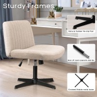 Pukami Criss Cross Chair With Wheels Fabric Padded Armless Cross Legged Office Desk Chair For Home Office Modern Swivel Height A