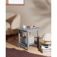 Yefu Small Table Side Tables Outdoor Coffee Table For Patio Living Room Bedroom(Grey  Double Layer)