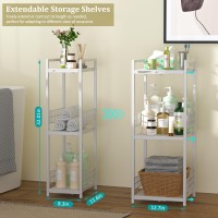 Daoutime Expandable Slim Storage Shelf 3 Tier Metal Shelving Unit For Bathroom Storage Organizer Freestanding Narrow Shelf O