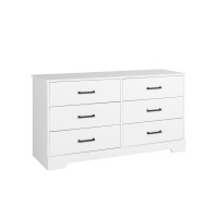 Prepac Rustic Ridge Farmhouse 6Drawer Double Dresser White Dresser For Bedroom Chest Of Drawers With 6 Storage Drawers 5325