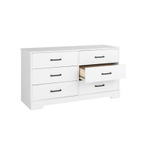 Prepac Rustic Ridge Farmhouse 6Drawer Double Dresser White Dresser For Bedroom Chest Of Drawers With 6 Storage Drawers 5325