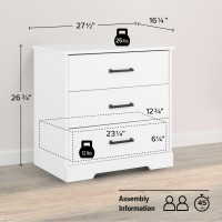 Prepac Three Drawer Nightstand 1625In X 275In X 2675In Rustic White