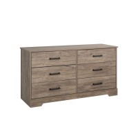 Prepac Rustic Ridge Farmhouse 6Drawer Double Dresser Brown Dresser For Bedroom Chest Of Drawers With 6 Storage Drawers 5325