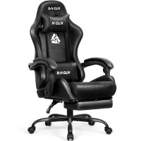 Ngen Video Gaming Chair With Footrest High Back Ergonomic Comfortable Office Computer Desk With Lumbar Support Height Adjustabl