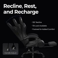 Ngen Video Gaming Chair With Footrest High Back Ergonomic Comfortable Office Computer Desk With Lumbar Support Height Adjustabl