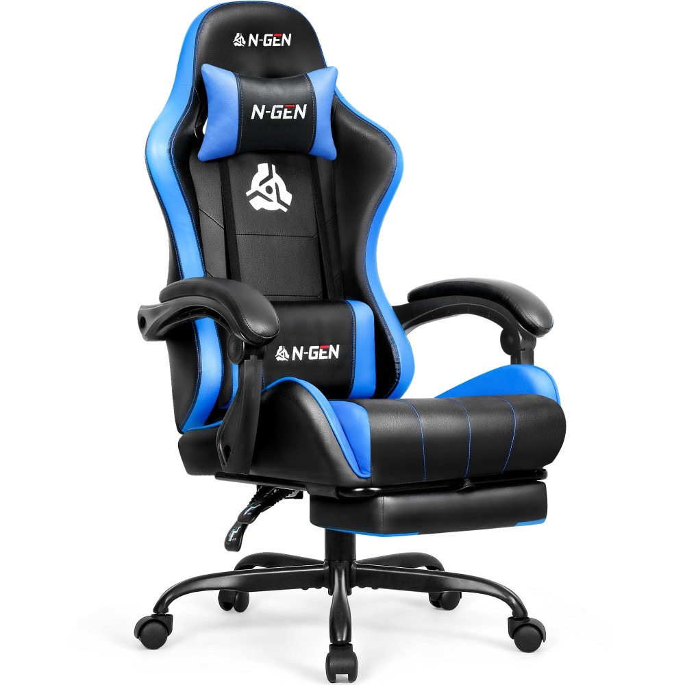 Ngen Video Gaming Chair With Footrest High Back Ergonomic Comfortable Office Computer Desk With Lumbar Support Height Adjustabl