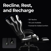 Ngen Video Gaming Chair With Footrest High Back Ergonomic Comfortable Office Computer Desk With Lumbar Support Height Adjustabl