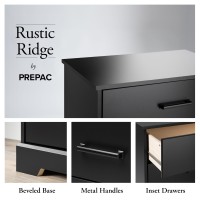 Prepac Rustic Ridge Farmhouse Nightstand Bedside Table Black Nightstand For Bedroom End Table With 3 Drawers 1625D X 275