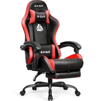 Ngen Video Gaming Chair With Footrest High Back Ergonomic Comfortable Office Computer Desk With Lumbar Support Height Adjustabl