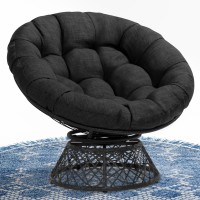 Bme 40 Ergonomic Wicker Papasan Chair With Soft Thick Density Fabric Cushion High Capacity Steel Frame 360 Degree Swivel For