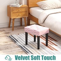 Viewcare Pink Foot Stools Ottoman Small Soft Footrest Ottoman With Wood Legs Sofa Footrest Extra Seating For Living Room Entry