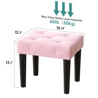 Viewcare Pink Foot Stools Ottoman Small Soft Footrest Ottoman With Wood Legs Sofa Footrest Extra Seating For Living Room Entry