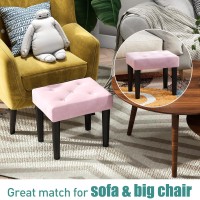 Viewcare Pink Foot Stools Ottoman Small Soft Footrest Ottoman With Wood Legs Sofa Footrest Extra Seating For Living Room Entry