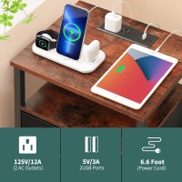 Yoobure Night Stand With Charging Station 16 Colors Led Nightstand With Usb Ports And Outlets End Table With 3 Fabric Drawers