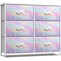 Sorbus Kids Dresser With 6 Drawers Storage Chest Organizer Nightstand Steel Frame Wood Top Tiedye Fabric Bins For Clothes