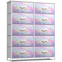 Sorbus Kids Dresser With 10 Drawers Storage Chest Organizer Unit Nightstand Steel Frame Wood Top Tiedye Fabric Bins For C