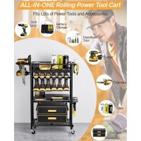 Fhxzh Power Tool Organizer With Wheels 12 Cordless Drill Holder Rolling Tool Cart 4 Layer Heavy Duty Metal Garage Storage She