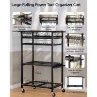 Fhxzh Power Tool Organizer With Wheels 12 Cordless Drill Holder Rolling Tool Cart 4 Layer Heavy Duty Metal Garage Storage She