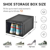 Insty 12 Pack Shoe Storage Box Clear Shoe Storage Organizer With Magnetic Door Stackable For Display Sneakers Easy Assembly Fi