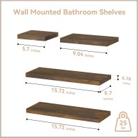 Boswillon Black Floating Shelves With Invisible Bracket Rustic Wood Wall Mounted Shelves Set Of 4 Hanging Wall Shelves Display