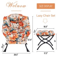 Welnow Lazy Chair With Ottoman Modern Lounge Accent Chair With Armrests And A Side Pocket Leisure Sofa Chair Set Reading Chai