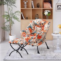 Welnow Lazy Chair With Ottoman Modern Lounge Accent Chair With Armrests And A Side Pocket Leisure Sofa Chair Set Reading Chai