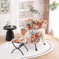 Welnow Lazy Chair With Ottoman Modern Lounge Accent Chair With Armrests And A Side Pocket Leisure Sofa Chair Set Reading Chai