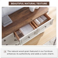 T4Tream Farmhouse 7 Drawers Dresser For Bedroom 54 Wide Wood Rustic Chest Of Drawers With Natural Texture Vintage Design St