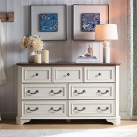 T4Tream Farmhouse 7 Drawers Dresser For Bedroom 54 Wide Wood Rustic Chest Of Drawers With Natural Texture Vintage Design St