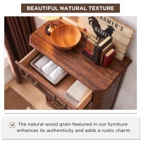 T4Tream Farmhouse 5 Drawers Dresser For Bedroom 48 Tall Wood Rustic Chest Of Drawers With Natural Texture Vintage Design St