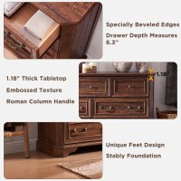 T4Tream Farmhouse 5 Drawers Dresser For Bedroom 48 Tall Wood Rustic Chest Of Drawers With Natural Texture Vintage Design St