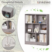 Leyaoyao 7 Cube Bookshelf With Base 3 Tier Midcentury Modern Grey Bookcase Standing Wide Bookshelves Storage Organizer Shelf Ru