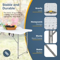 Camping Table 4 Ft Foldable Table, Plastic Picnic Table,Folding And Portable For Party Dining Picnic Wedding Office,White