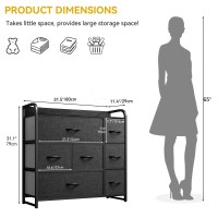 Dwvo 7 Drawers Dresser Organizer Unit For Bedroom Fabric Dresser Storage Tower For Hallway Entryway Closets Sturdy Steel Fr