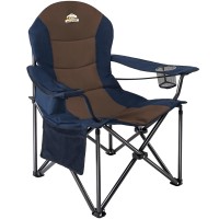Colegence Oversized Camping Chair Support 400 Lbs Carry Bag Included, Heavy Duty Full Padded Folding Chair With Lumbar Support, Cooler Bag, Mesh Cup Holder, Pocket For Lawn,Sport,Outdoor(Navy&Brown)