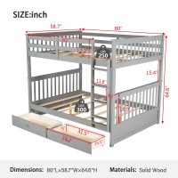 Merax Wood Bunk Bed With Drawers Convertible Wood Bunk Bed With Ladders And Two Storage Drawers Solid Wood Detachable Bunk Bed F