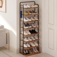 Hzuaneri Vertical Shoe Rack Shoe Shelves Wood Shoe Organizer For Closet Entryway Shoe Tower For Small Spaces Free Standing