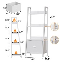 Furologee 4Tier White Ladder Shelf Ladder Bookshelf With Removable Drawer Bookcase Storage Rack Organizer Freestanding Stora