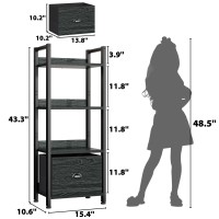 Furologee 4 Tier Bookshelf With Drawer Small Narrow Bookcase With Shelves Wood And Metal Standing Shelf Unit Industrial Displ