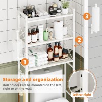 Simple Trending Over The Toilet Storage Rack With Toilet Paper Holder  Heavy Duty Metal 3 Tier Bathroom Organizer Shelf With 3 Hooks  White