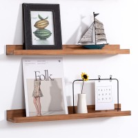 Azsky Long Floating Shelves For Wall Storage Deep Walnut Large 48 Hanging Wave Picture Photo Ledge Shelf With Lip Cloud Wall Dec