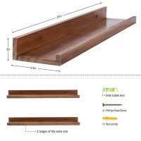 Azsky Long Floating Shelves For Wall Storage Deep Walnut Large 48 Hanging Wave Picture Photo Ledge Shelf With Lip Cloud Wall Dec