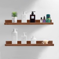 Azsky Long Floating Shelves For Wall Storage Deep Walnut Large 48 Hanging Wave Picture Photo Ledge Shelf With Lip Cloud Wall Dec